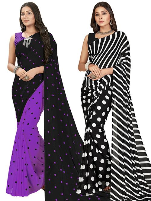 women pack of 2 casual wear combo sarees with blouse - 21434904 - Very Small Image - 1