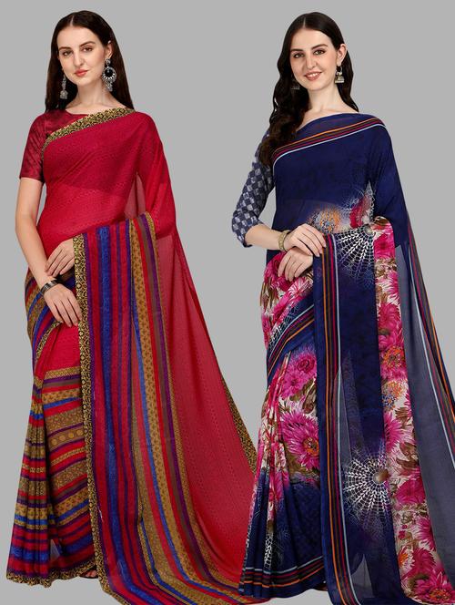 women pack of 2 casual wear sarees - 21434906 - Very Small Image - 1