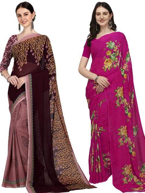 women pack of 2 casual wear sarees - 21434921 - Very Small Image - 1