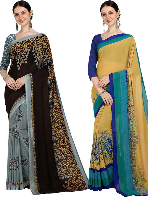 women pack of 2 casual wear sarees - 21434922 - Very Small Image - 1
