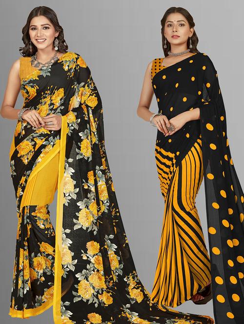 women pack of 2 casual wear combo sarees with blouse - 21434927 - Very Small Image - 1