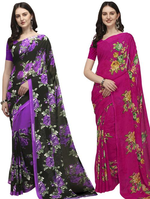 women pack of 2 casual wear sarees - 21434929 - Very Small Image - 1