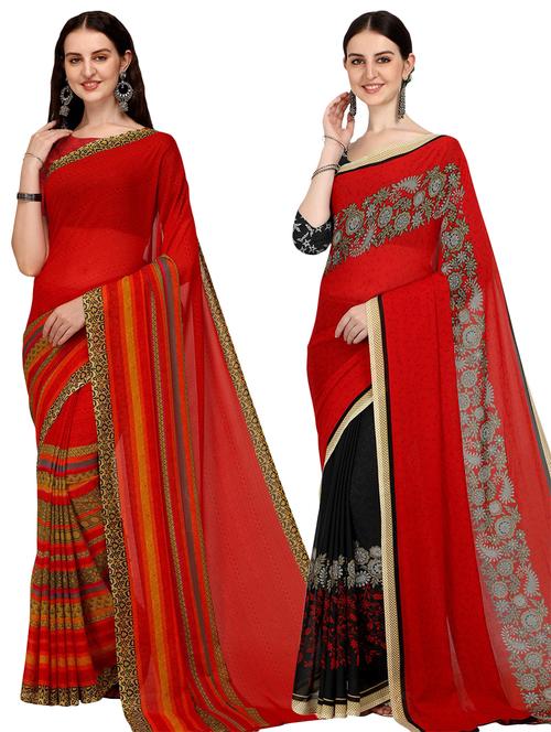 women pack of 2 casual wear combo sarees with blouse - 21434934 - Very Small Image - 1