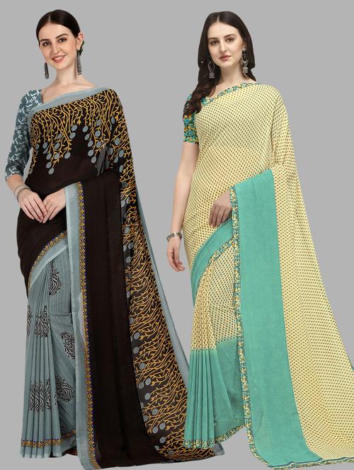 women pack of 2 casual wear sarees - 21434940 - Very Small Image - 1