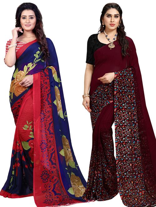 women pack of 2 casual wear sarees - 21434941 - Very Small Image - 1