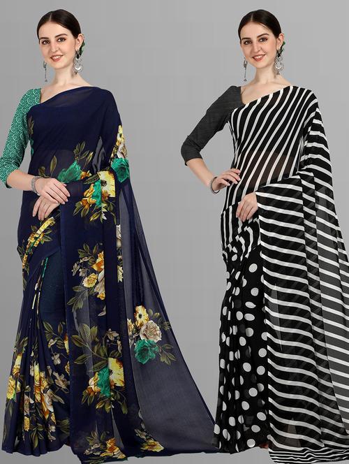 women pack of 2 casual wear sarees - 21434943 - Very Small Image - 1