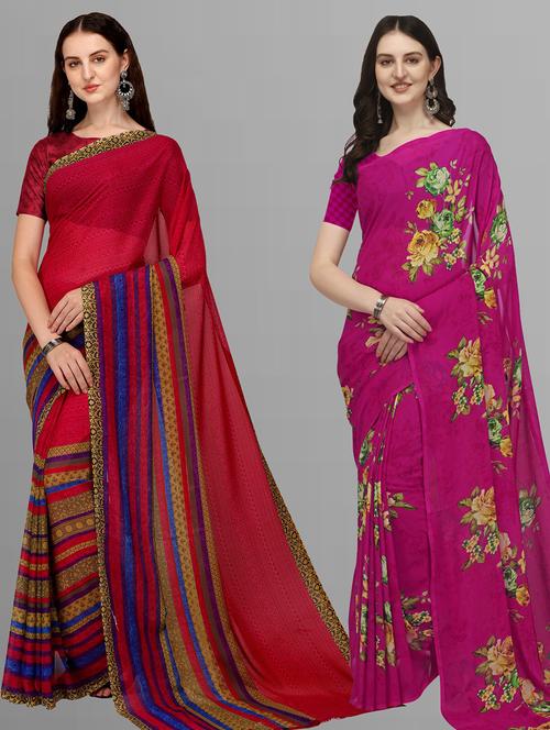 women pack of 2 casual wear sarees - 21434944 - Very Small Image - 1