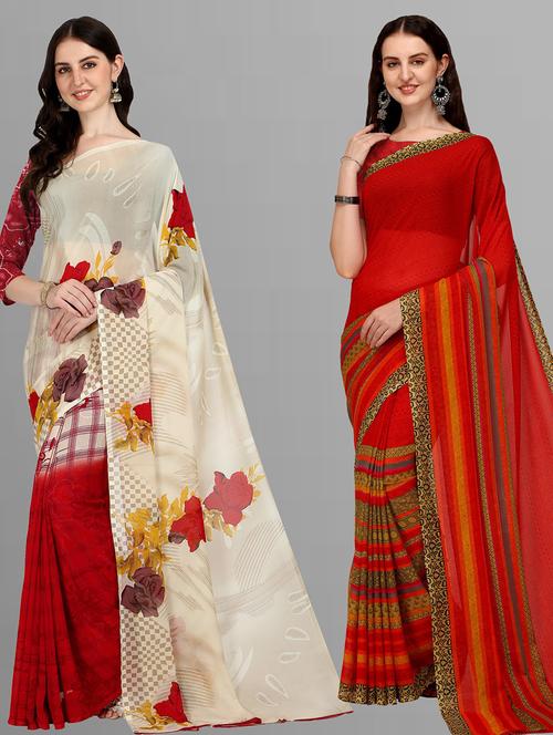 women pack of 2 casual wear sarees - 21434946 - Very Small Image - 1