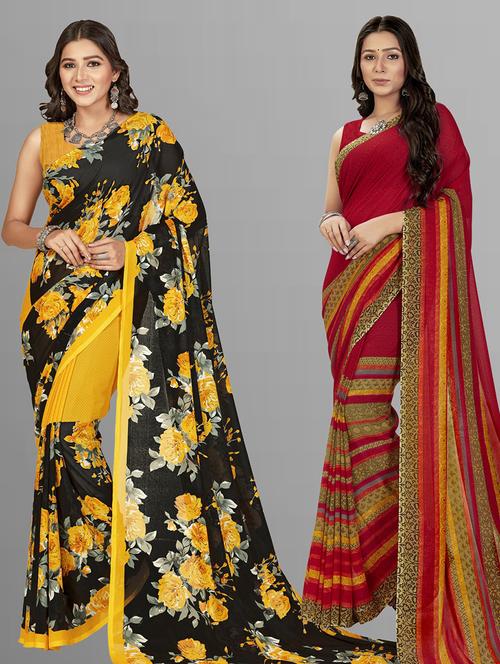 women pack of 2 casual wear sarees - 21434948 - Very Small Image - 1