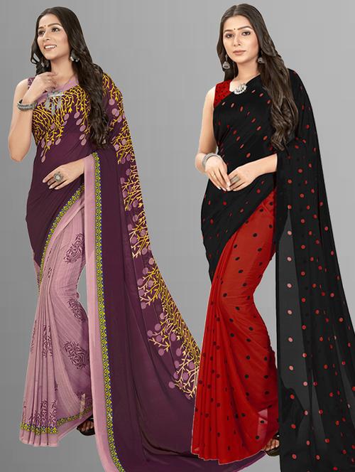women pack of 2 casual wear sarees - 21434950 - Very Small Image - 1