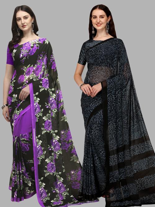 women pack of 2 casual wear sarees - 21434952 - Very Small Image - 1