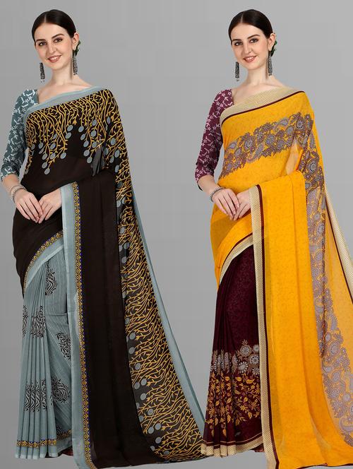 women pack of 2 casual wear sarees - 21434955 - Very Small Image - 1