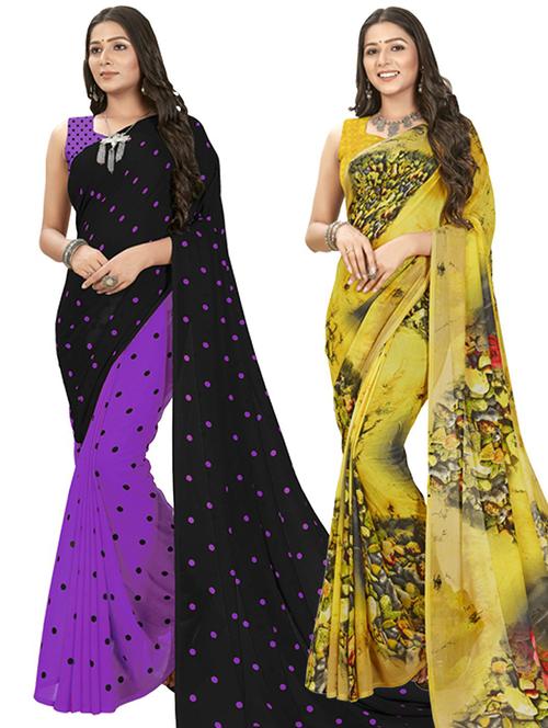 women pack of 2 casual wear sarees - 21434960 - Very Small Image - 1