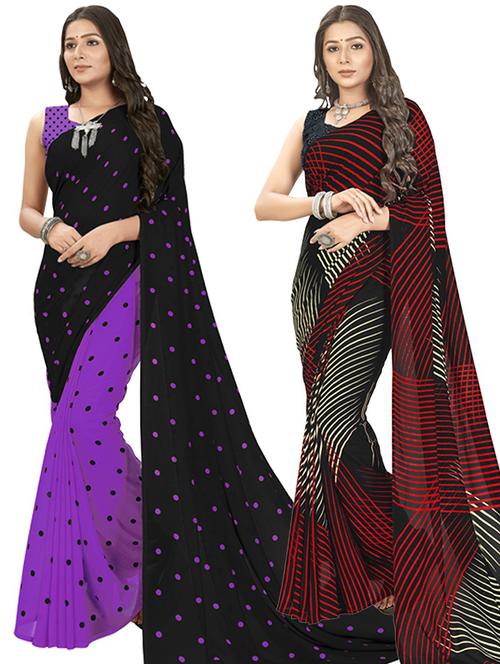 women pack of 2 casual wear combo sarees with blouse - 21434961 - Very Small Image - 1