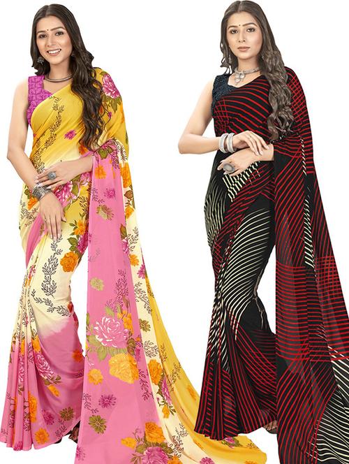 women pack of 2 casual wear sarees - 21434967 - Very Small Image - 1