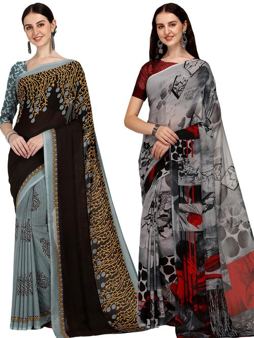 women pack of 2 casual wear sarees - 21434969 - Very Small Image - 1