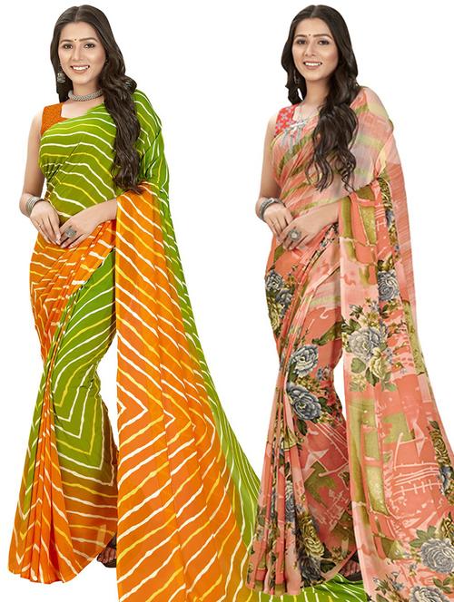 women pack of 2 casual wear sarees - 21434970 - Very Small Image - 1