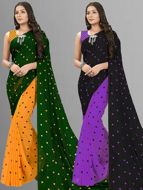 women pack of 2 casual wear combo sarees with blouse - 21434972 - Very Small Image - 1
