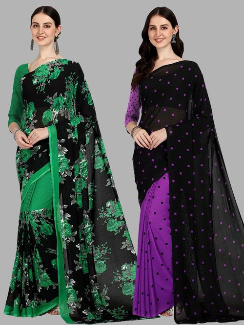 women pack of 2 casual wear combo sarees with blouse - 21434978 - Very Small Image - 1