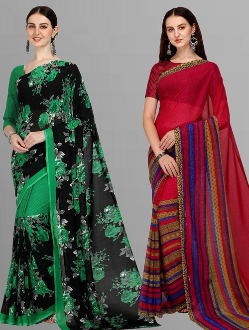women pack of 2 casual wear sarees - 21434985 - Very Small Image - 1