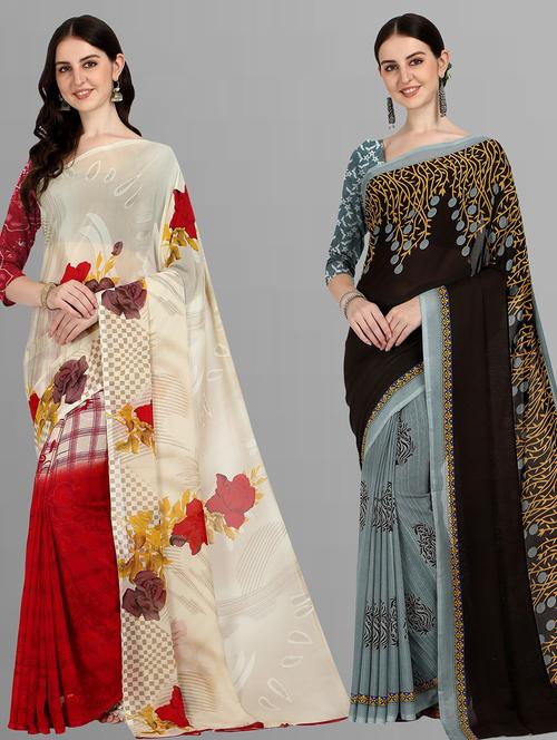 women pack of 2 casual wear sarees - 21434990 - Very Small Image - 1