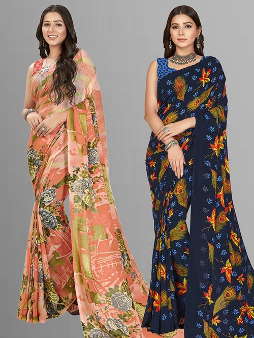 women pack of 2 casual wear combo sarees - 21434997 - Very Small Image - 1