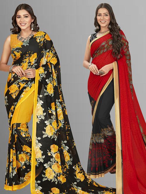 women pack of 2 casual wear sarees - 21435000 - Very Small Image - 1