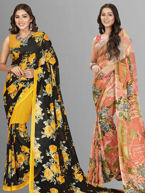 women pack of 2 casual wear sarees - 21435002 - Very Small Image - 1