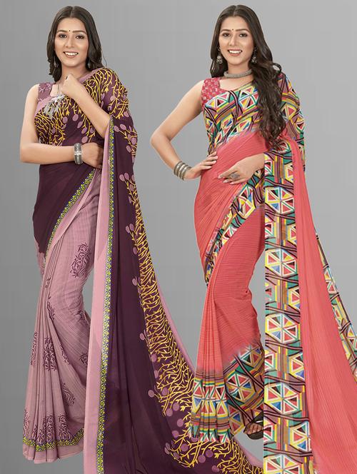 women pack of 2 casual wear sarees - 21435004 - Very Small Image - 1
