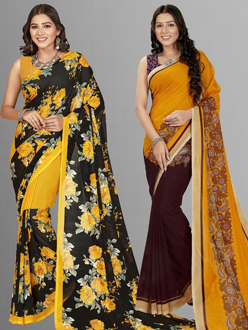 pack of 2 casual wear sarees - 21435005 - Very Small Image - 1