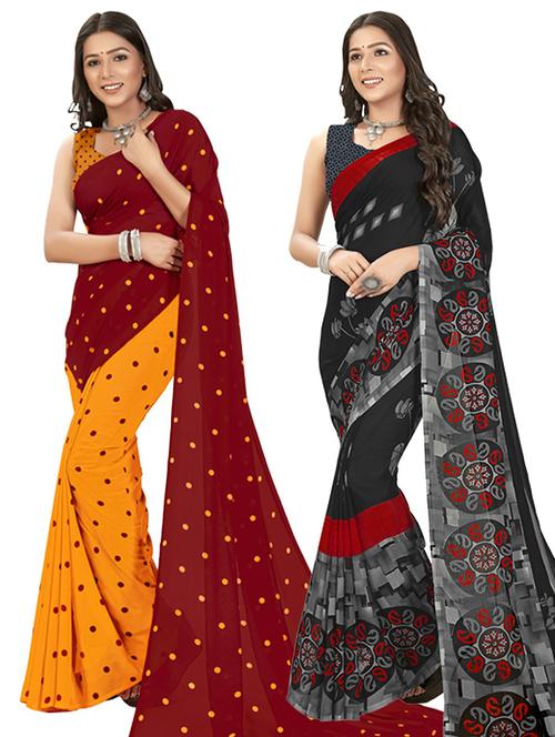 pack of 2 printed casual wear sarees - 21435007 - Very Small Image - 1