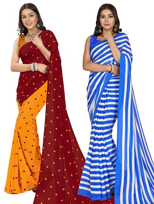 pack of 2 casual wear combo sarees - 21435011 - Very Small Image - 1