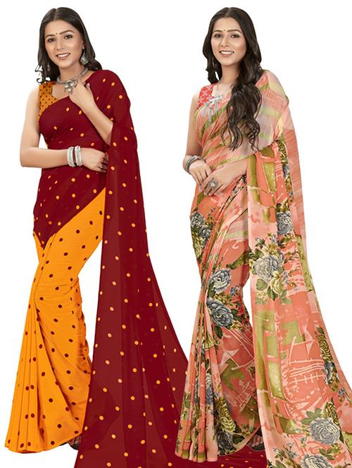 women pack of 2 casual wear sarees - 21435014 - Very Small Image - 1