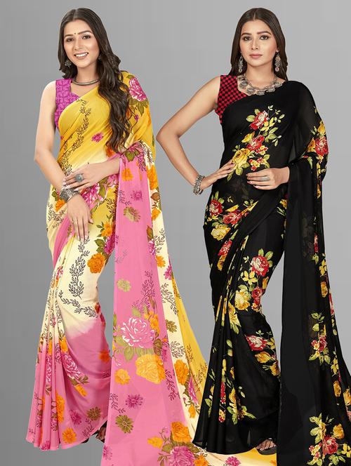 pack of 2 casual wear combo sarees - 21435018 - Very Small Image - 1