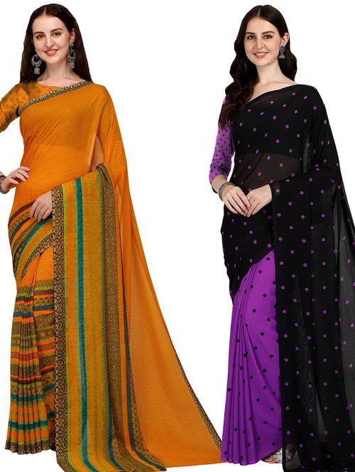 pack of 2 printed casual wear sarees - 21435022 - Very Small Image - 1