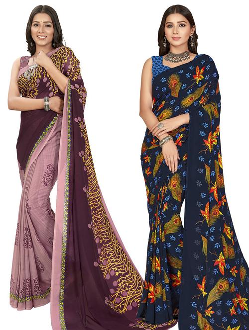 women pack of 2 casual wear sarees - 21435023 - Very Small Image - 1