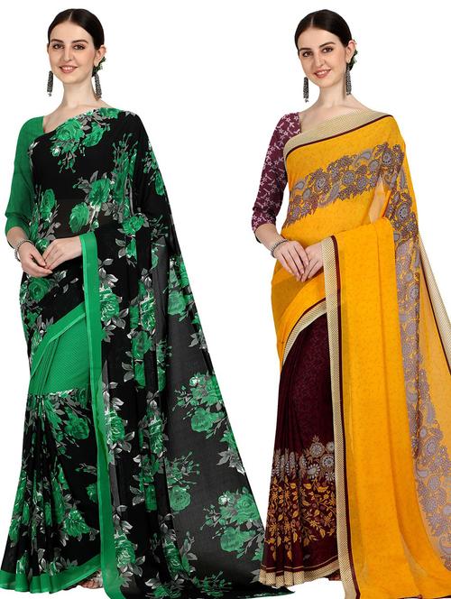pack of 2 printed casual wear sarees - 21435035 - Very Small Image - 1