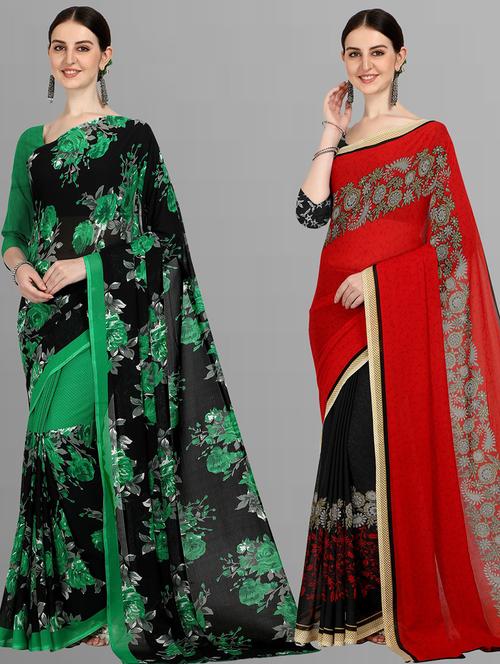 pack of 2 printed casual wear sarees - 21435036 - Very Small Image - 1