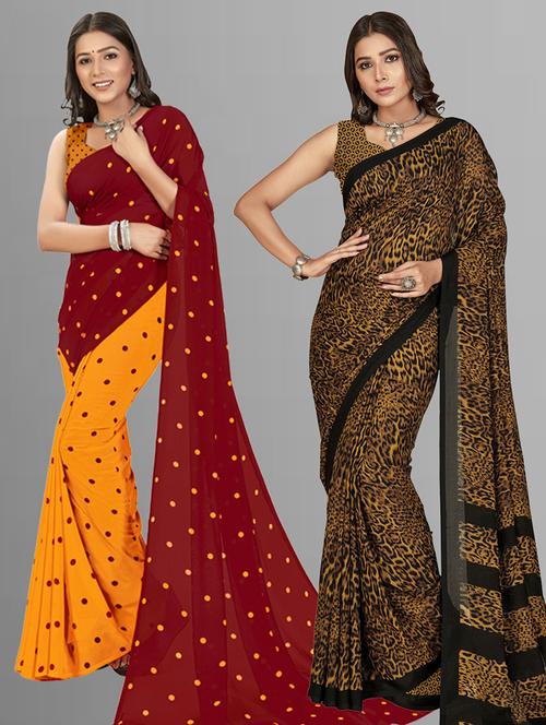 multi colored georgette combo saree - 21435039 - Very Small Image - 1