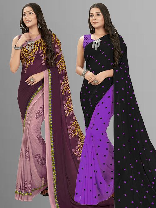 pack of 2 printed casual wear sarees - 21435042 - Very Small Image - 1