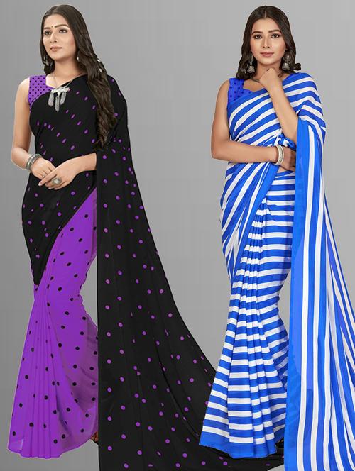 pack of 2 printed casual wear sarees - 21435043 - Very Small Image - 1