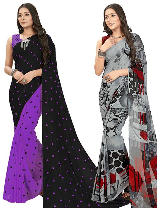 pack of 2 printed casual wear sarees - 21435053 - Very Small Image - 1