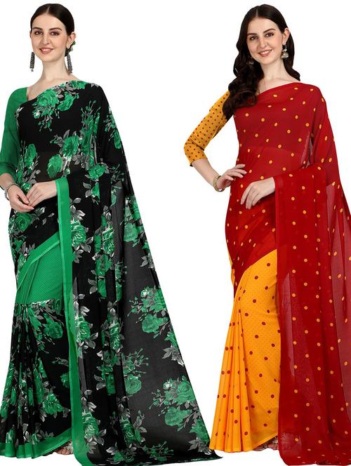 pack of 2 printed casual wear sarees - 21435055 - Very Small Image - 1