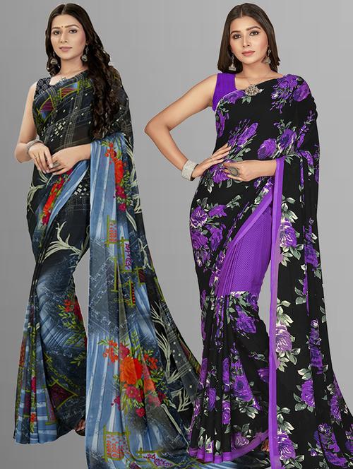 pack of 2 casual wear combo sarees - 21435060 - Very Small Image - 1