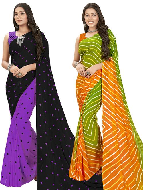 pack of 2 printed casual wear sarees - 21435061 - Very Small Image - 1