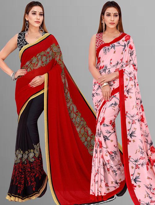 pack of 2 printed casual wear sarees - 21435064 - Very Small Image - 1