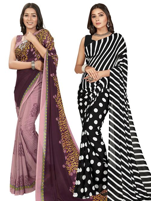 pack of 2 casual wear combo sarees - 21435067 - Very Small Image - 1