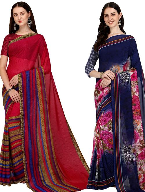 pack of 2 casual wear combo sarees - 21435069 - Very Small Image - 1