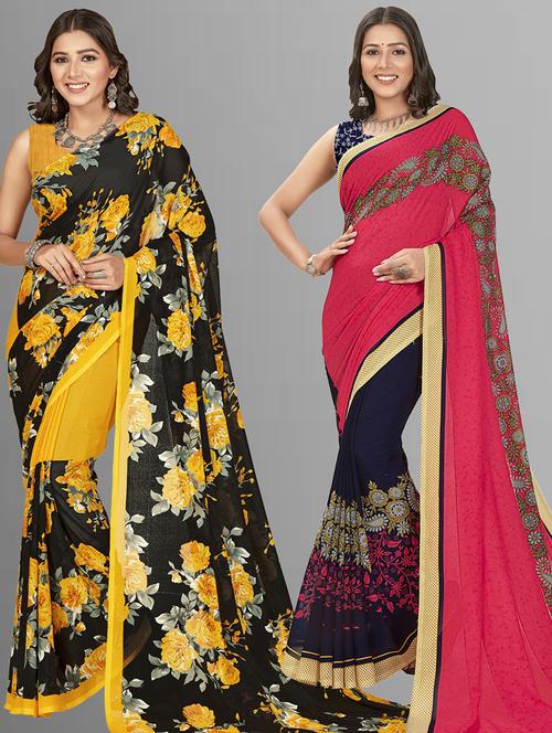 pack of 2 casual wear combo sarees - 21435073 - Very Small Image - 1