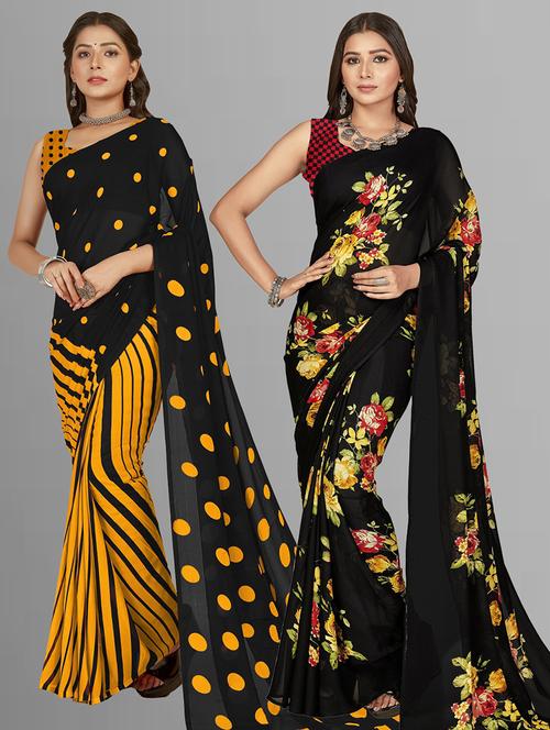 pack of 2 printed casual wear sarees - 21435074 - Very Small Image - 1
